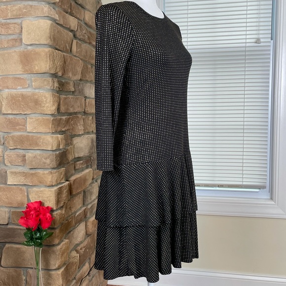 MICHAEL KORS Metallic Black & Gold Dotted Dress - Picture 5 of 12